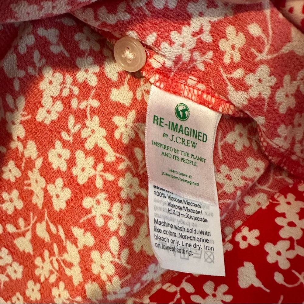 JCrew Red and White Flower Pattern Blouse - Picture 7 of 7